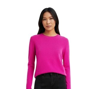 Aqua Cashmere Fuchsia Crew Neck Sweater